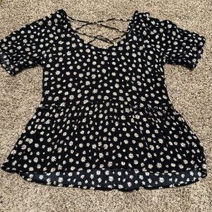 Maurices Black and White Floral Blouse